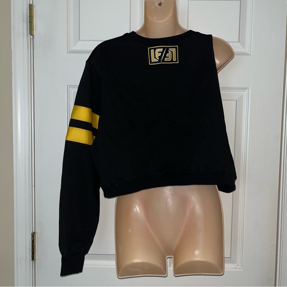 LF Black Yellow Sleeveless Oversized Cropped Sweatshirt Small - Picture 4 of 12